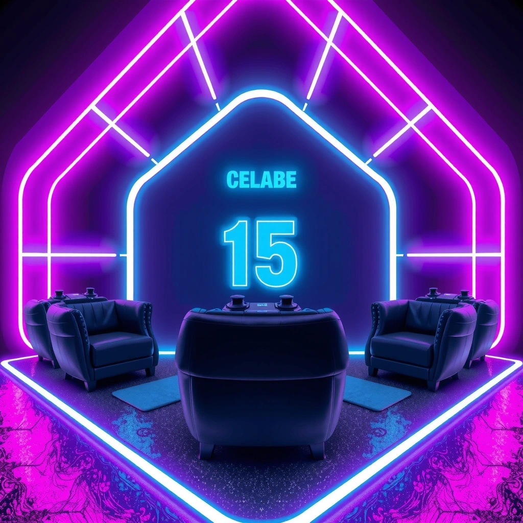 Fondo hero con estética neón celebrando 15 años de Linsteet